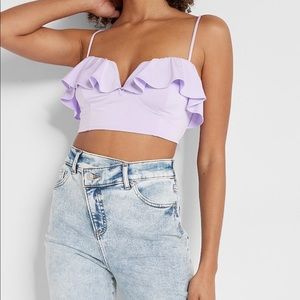 NWT Express Ruffle Overlay Crop Cami Small